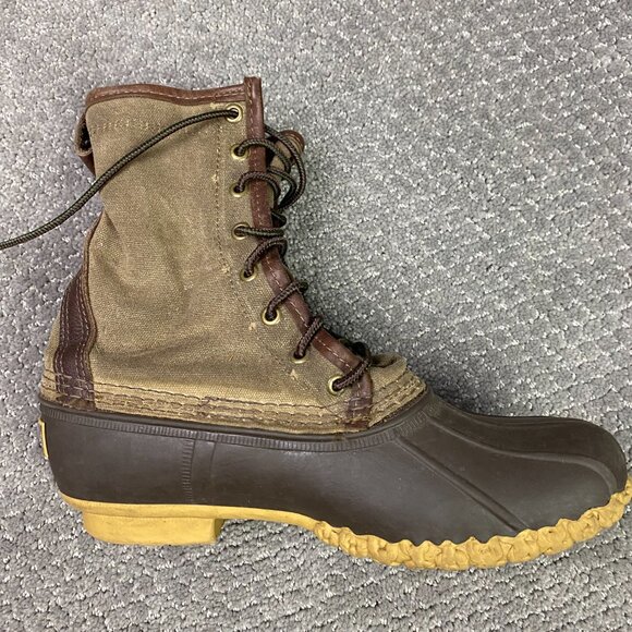 LL Bean Signature Waxed Canvas Maine Hunting Shoe Duck Boots Womens 8M USA Brown - Picture 14 of 15